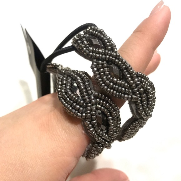 3 Forever21 PEWTER Beaded Bridesmaid Hair headband - Picture 4 of 16